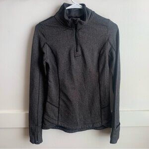 Mondetta Gray & Black Herringbone Quarter Zip Long Sleeve Shirt